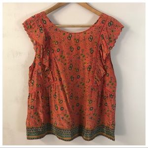 ‼️SOLD‼️Sézane Red Orange Amande Floral Blouse